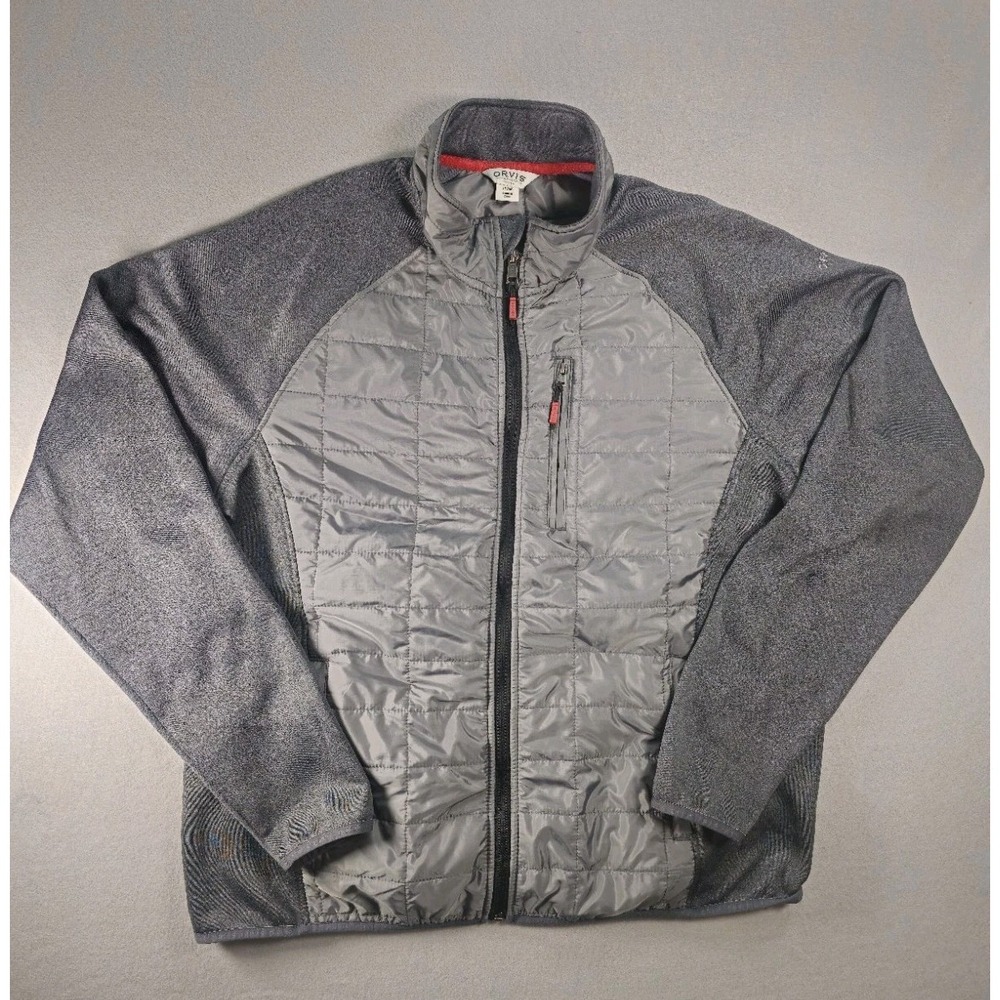Orvis Mixed Media Quilted Jacket Men's XL Gray Hybrid Full Zip 1232487